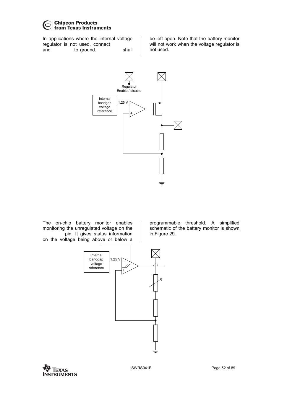 Battery monitor, Regulator is shown in figure 28, Cc2420 | 30 battery monitor | Texas Instruments 3138 155 232931 User Manual | Page 52 / 90