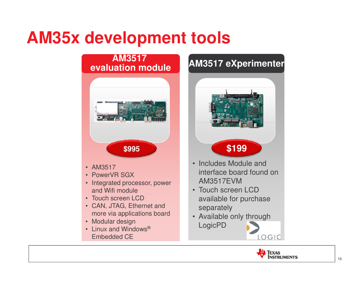 Am35x development tools | Texas Instruments MICROPROCESSOR TI SITARA User Manual | Page 16 / 43