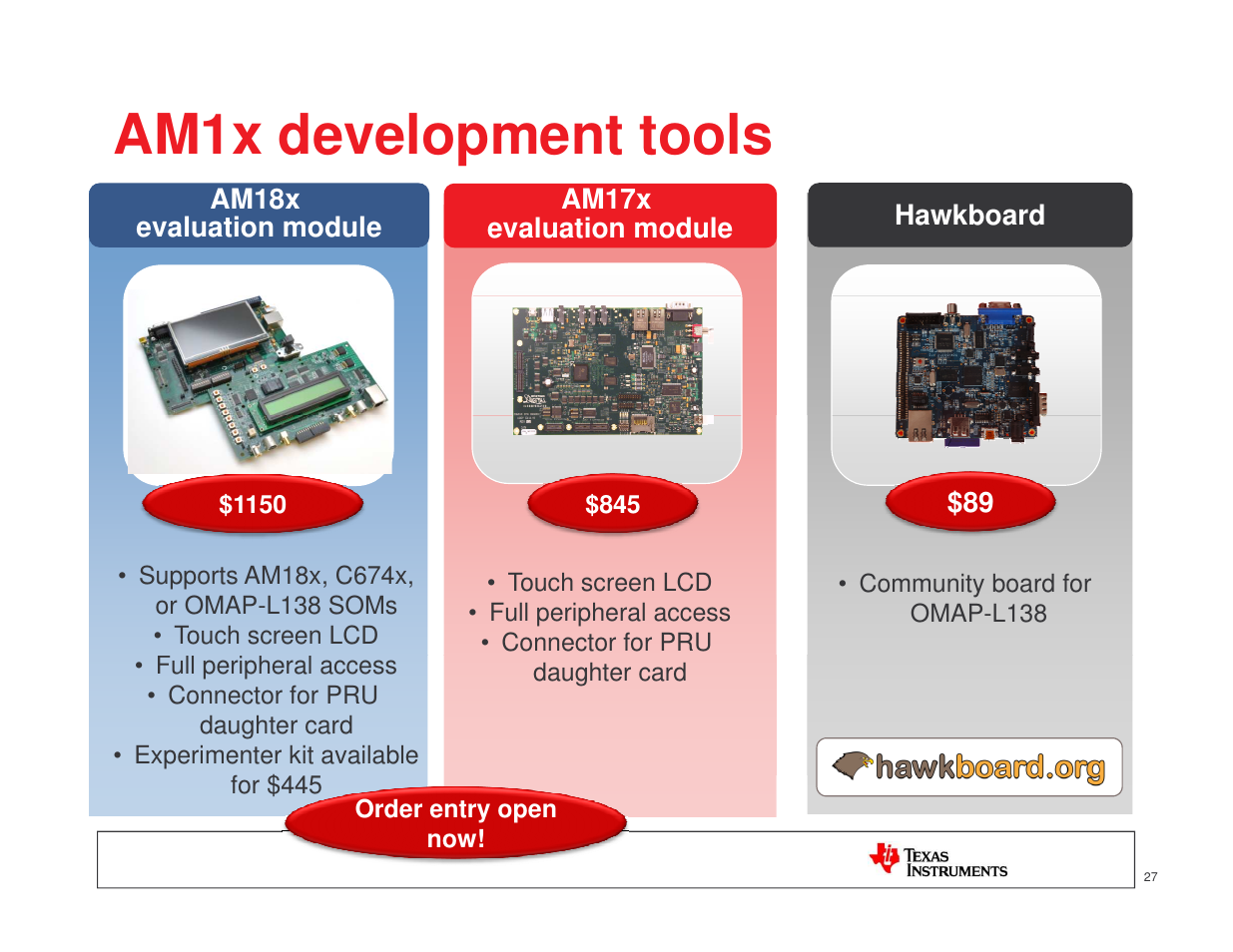 Am1x development tools | Texas Instruments MICROPROCESSOR TI SITARA User Manual | Page 27 / 43