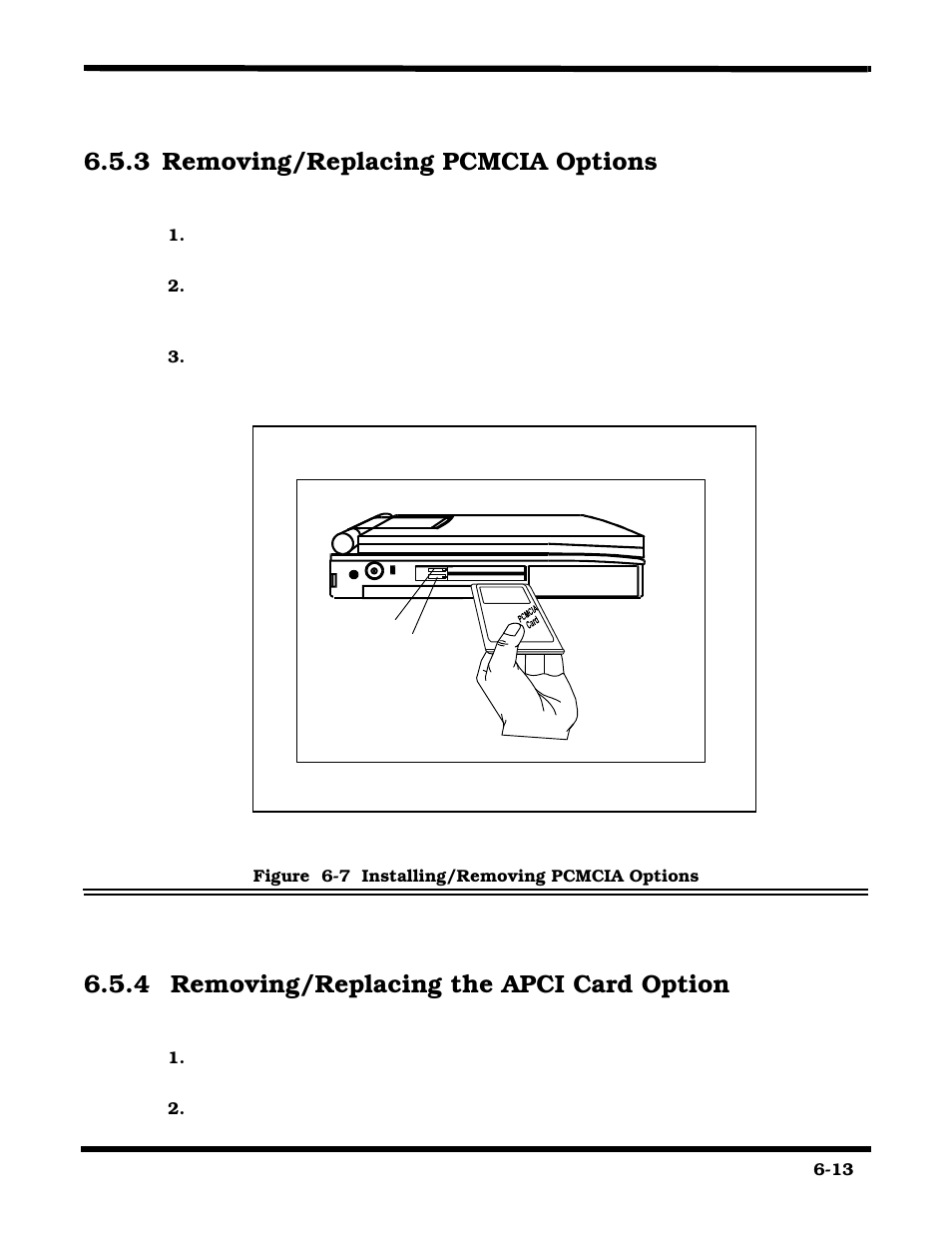 Removing/replacing pcmcia options, Removing/replacing the apci card option, 3 removing/replacing pcmcia options | 4 removing/replacing the apci card option | Texas Instruments 660 User Manual | Page 107 / 147