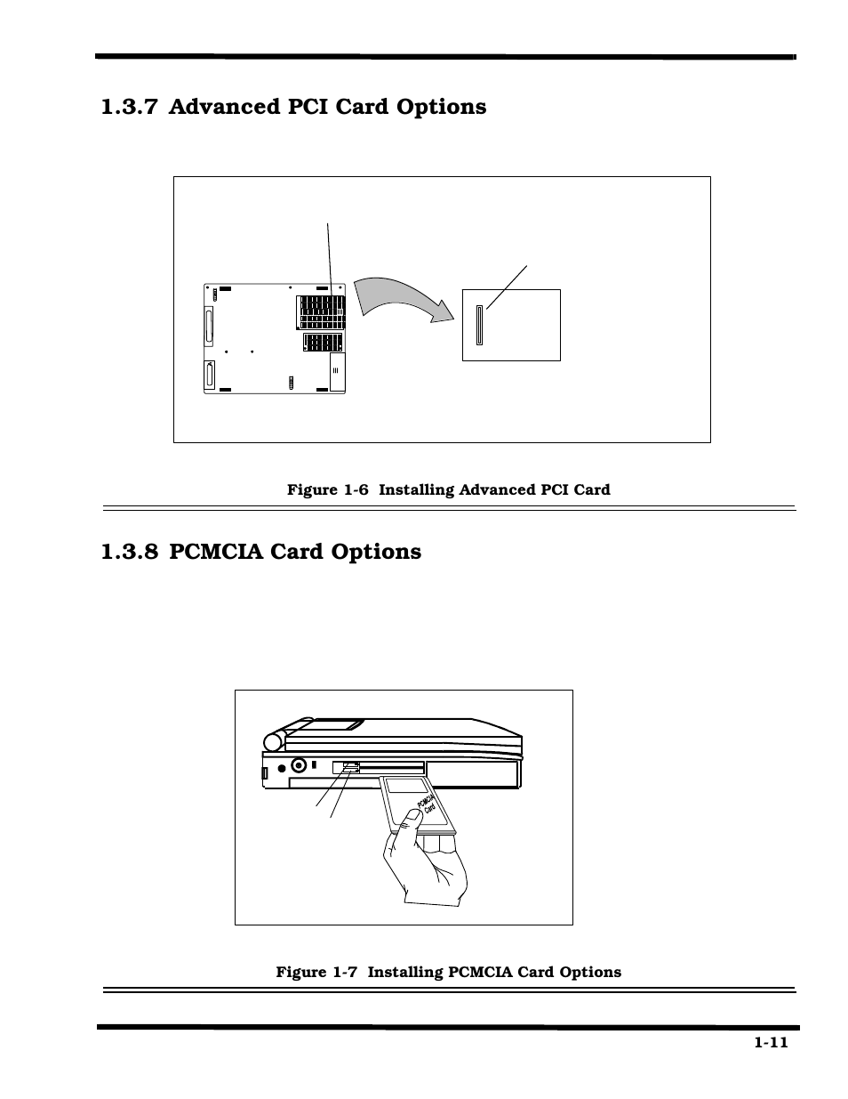 Advanced pci card options, Pcmcia card options, 7 advanced pci card options | 8 pcmcia card options | Texas Instruments 660 User Manual | Page 19 / 147