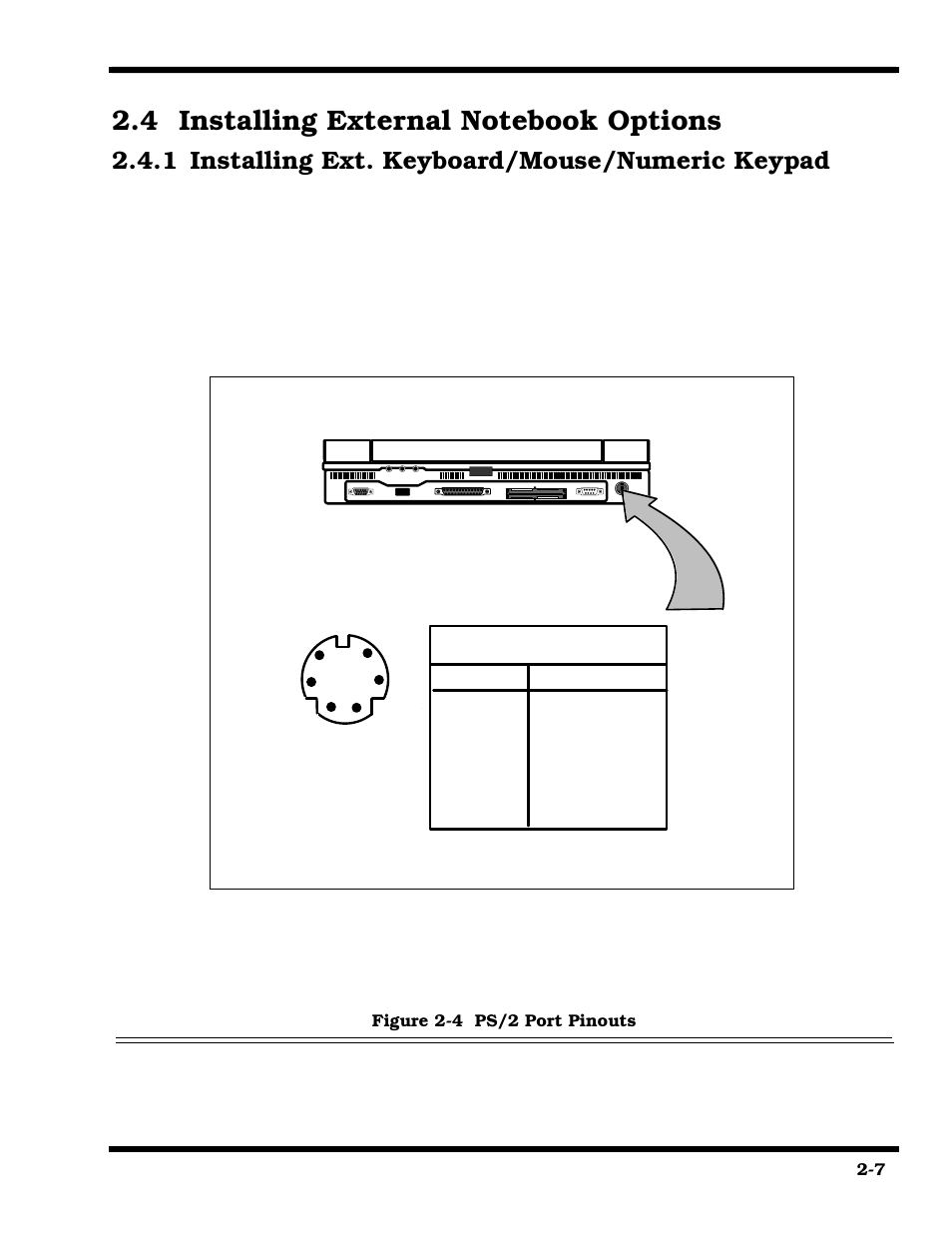 Installing external notebook options, Installing ext. keyboard/mouse/numeric keypad, 1 installing ext. keyboard/mouse/numeric keypad | Texas Instruments 660 User Manual | Page 33 / 147