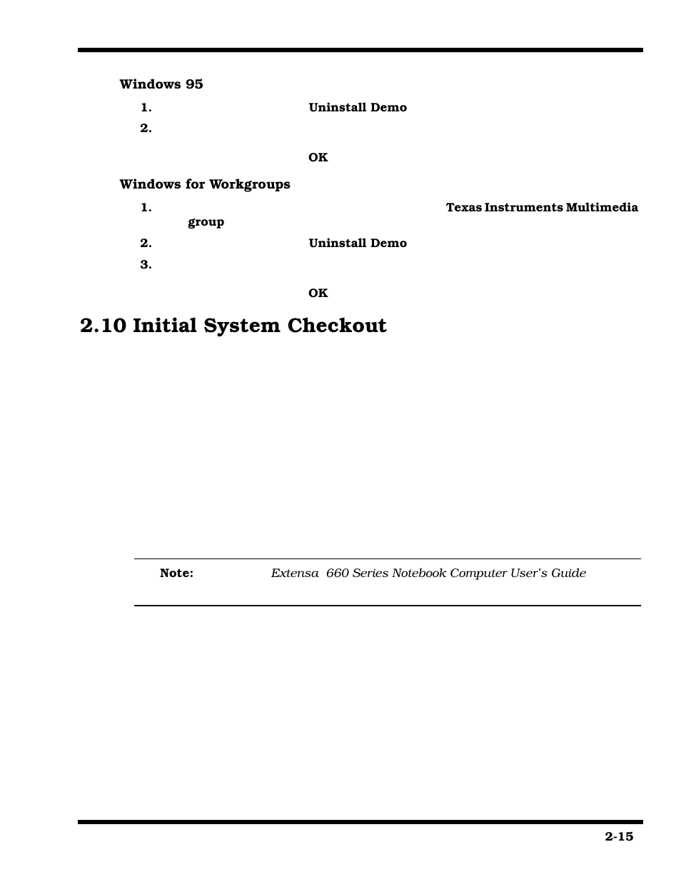 Initial system checkout, 10 initial system checkout | Texas Instruments 660 User Manual | Page 41 / 147