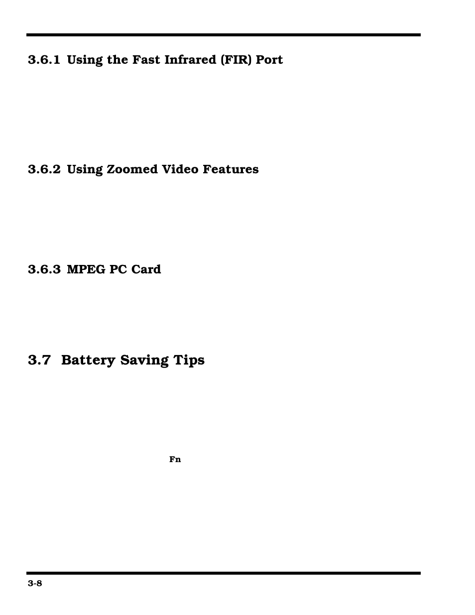 Using the fast infrared (fir) port, Using zoomed video features, Mpeg pc card | 7 battery saving tips, 1 using the fast infrared (fir) port, 2 using zoomed video features, 3 mpeg pc card | Texas Instruments 660 User Manual | Page 50 / 147