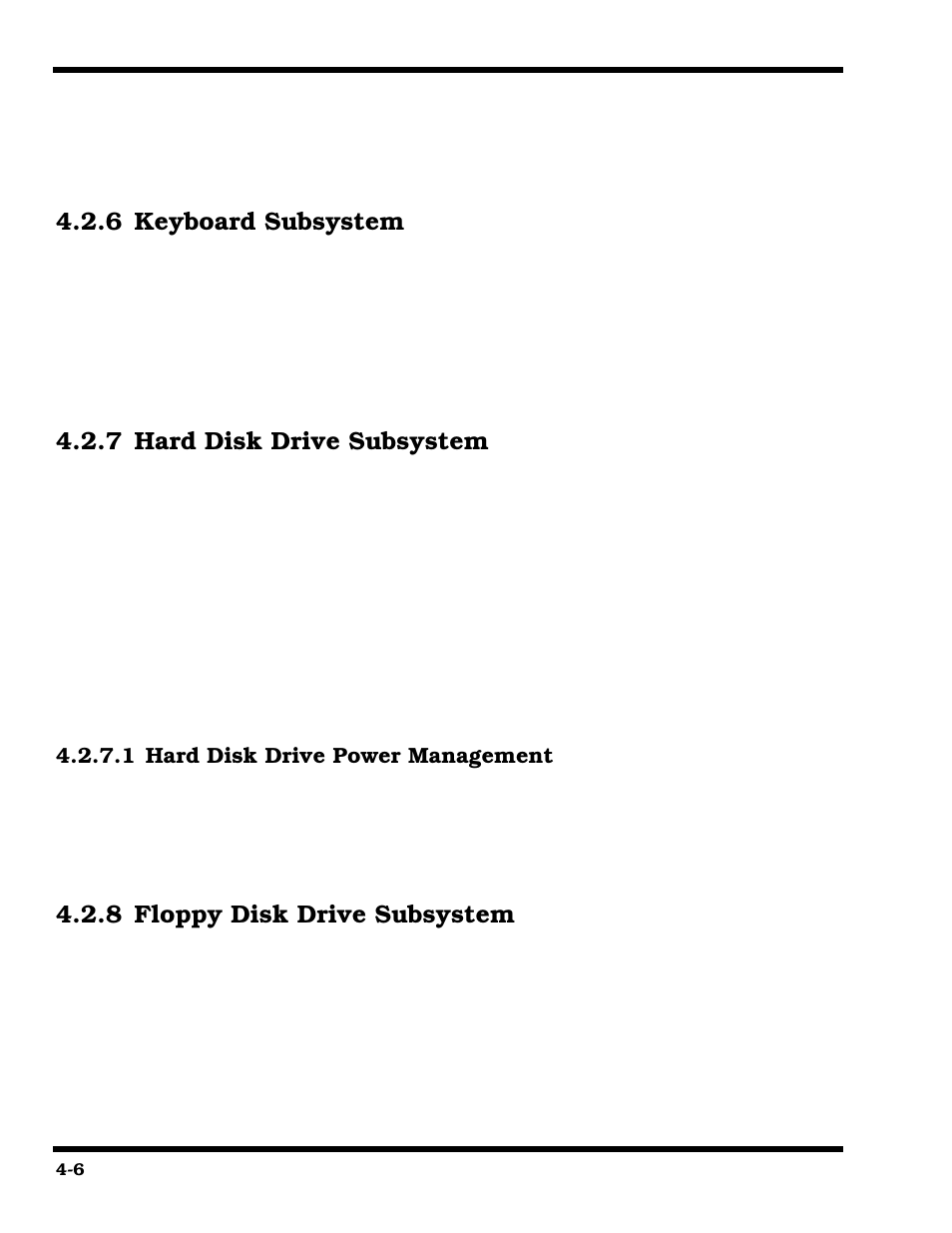 Keyboard subsystem, Hard disk drive subsystem, Hard disk drive power management | Floppy disk drive subsystem, 6 keyboard subsystem, 7 hard disk drive subsystem, 8 floppy disk drive subsystem | Texas Instruments 660 User Manual | Page 58 / 147