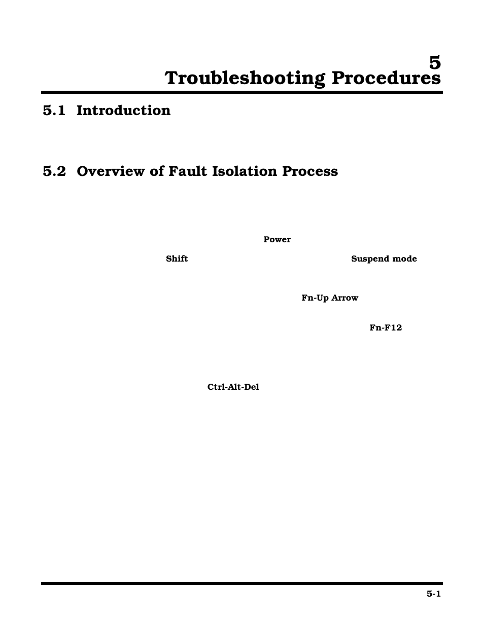 Troubleshooting procedures, Section 5 troubleshooting procedures, Introduction | Overview of fault isolation process, 5troubleshooting procedures, 1 introduction, 2 overview of fault isolation process | Texas Instruments 660 User Manual | Page 61 / 147