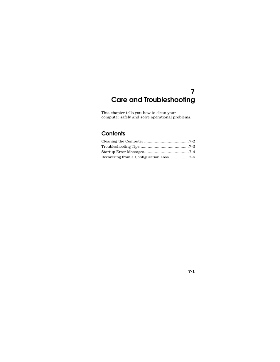 Care and troubleshooting, Chapter 7 care and troubleshooting, 7care and troubleshooting | Texas Instruments TM5000 Series User Manual | Page 101 / 117