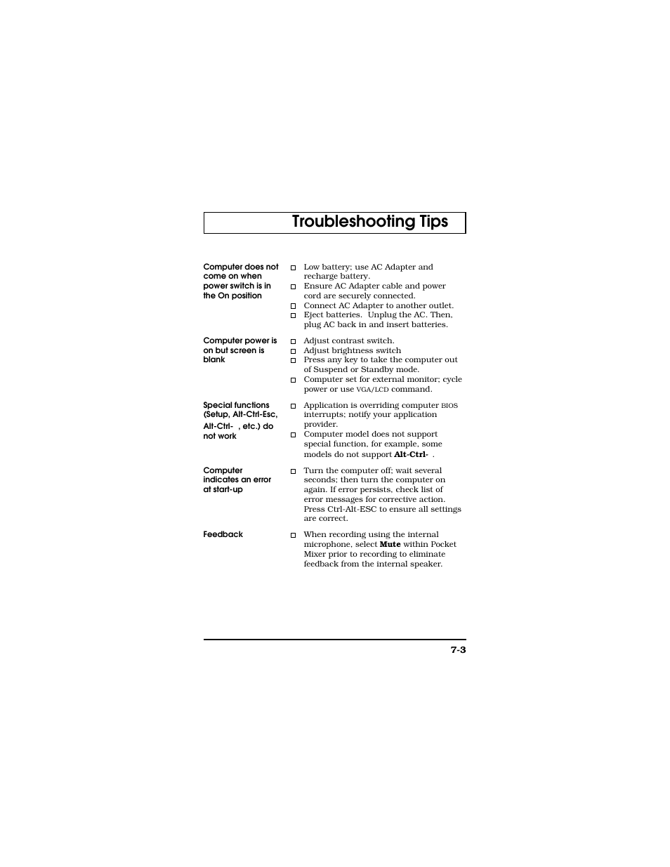 Troubleshooting tips | Texas Instruments TM5000 Series User Manual | Page 103 / 117