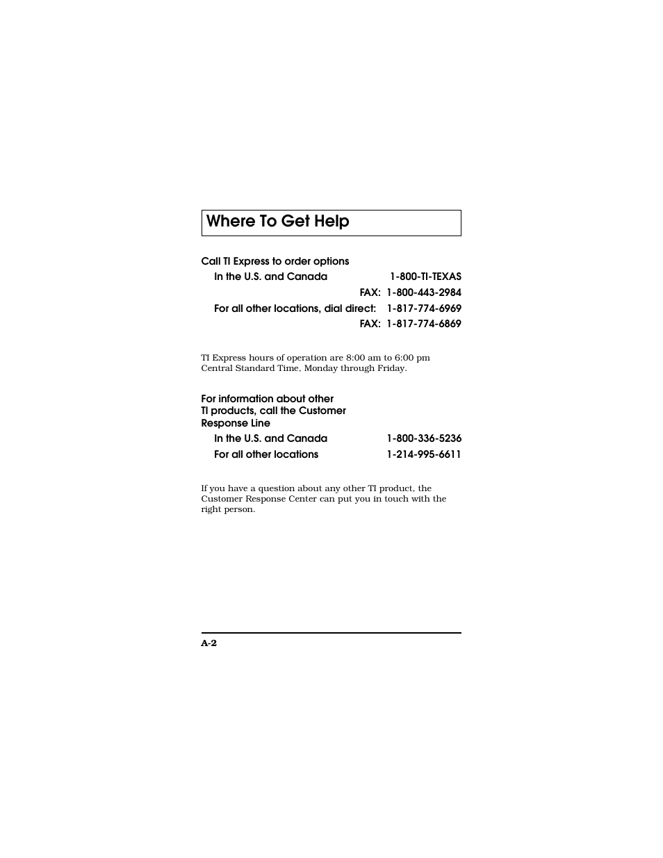 Where to get help | Texas Instruments TM5000 Series User Manual | Page 109 / 117