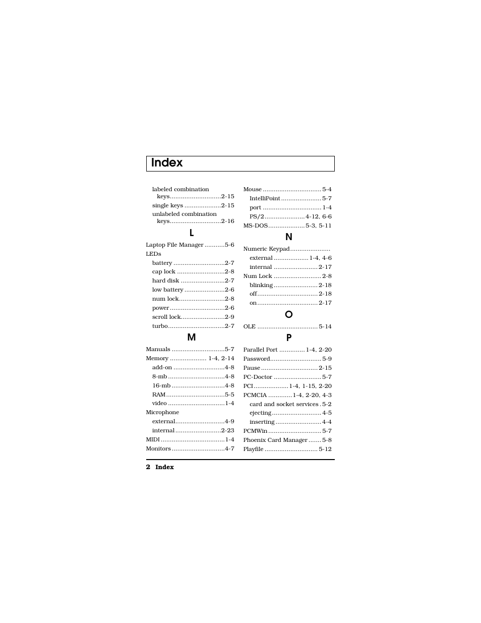 Index | Texas Instruments TM5000 Series User Manual | Page 115 / 117