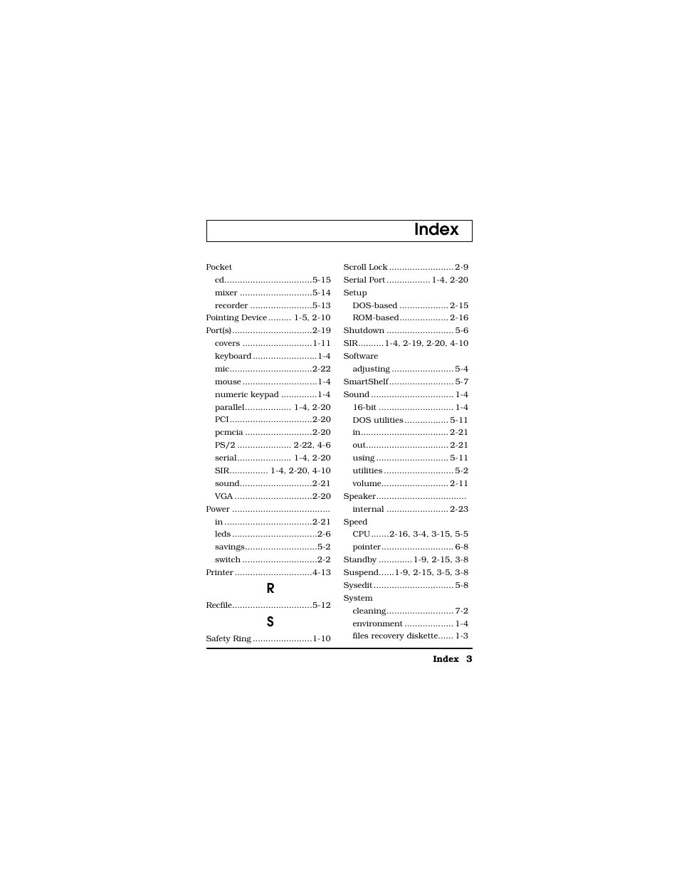 Index | Texas Instruments TM5000 Series User Manual | Page 116 / 117