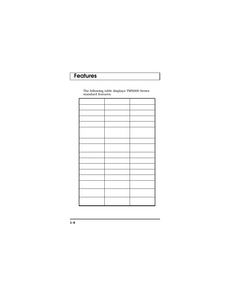 Features | Texas Instruments TM5000 Series User Manual | Page 13 / 117