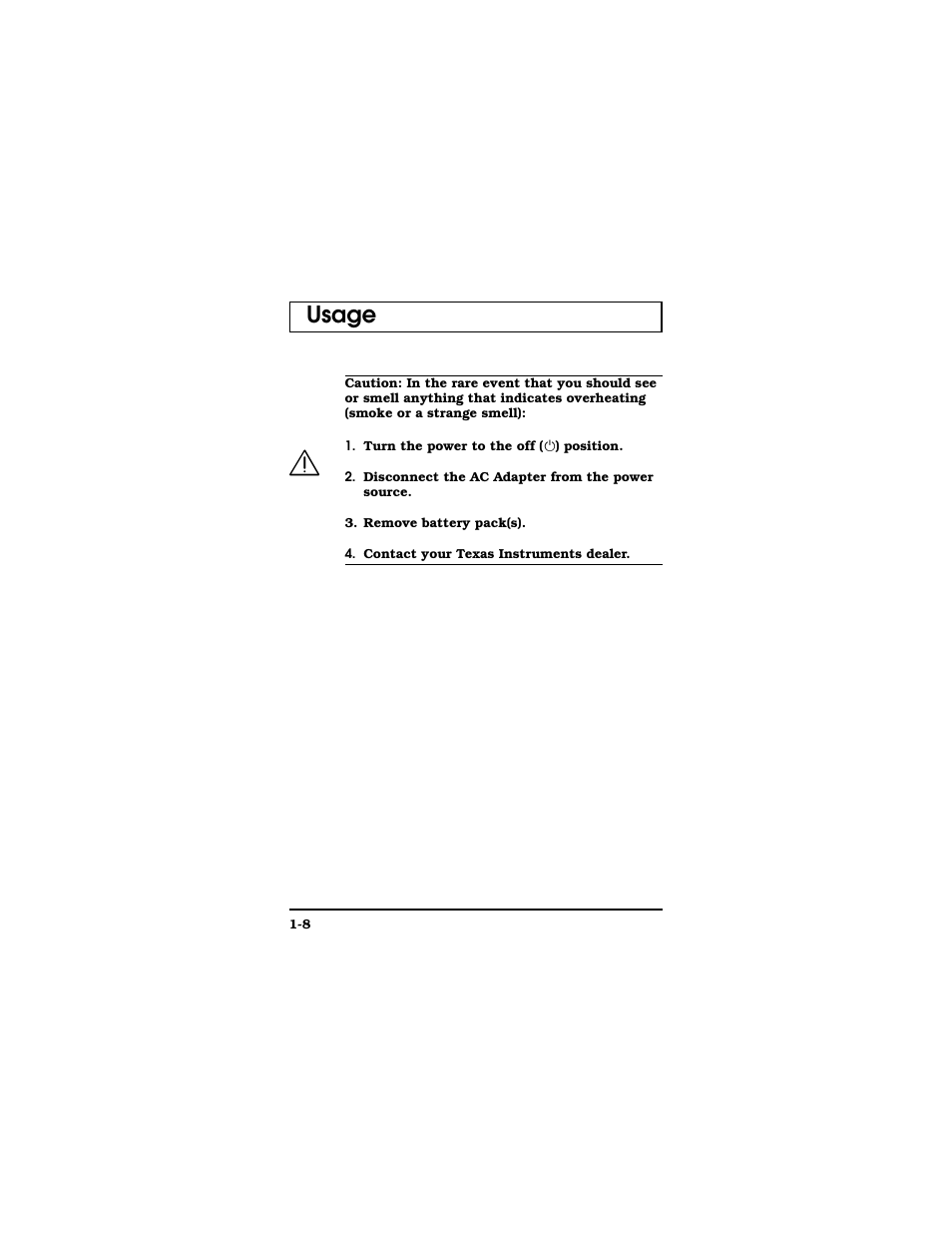 Usage | Texas Instruments TM5000 Series User Manual | Page 17 / 117