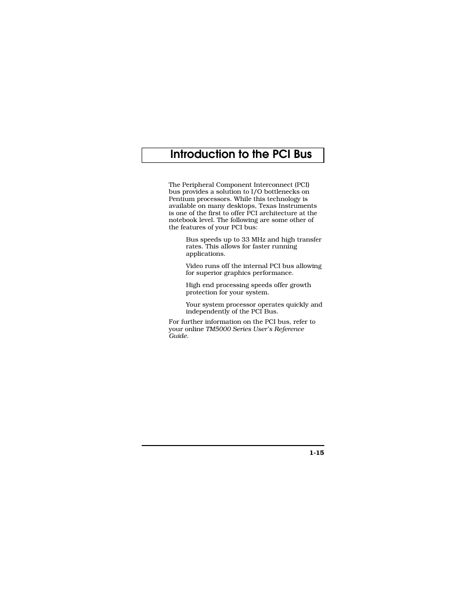 Introduction to the pci bus | Texas Instruments TM5000 Series User Manual | Page 24 / 117