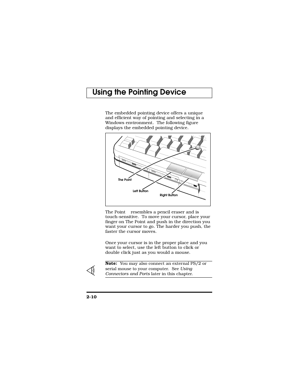 Using the pointing device | Texas Instruments TM5000 Series User Manual | Page 34 / 117