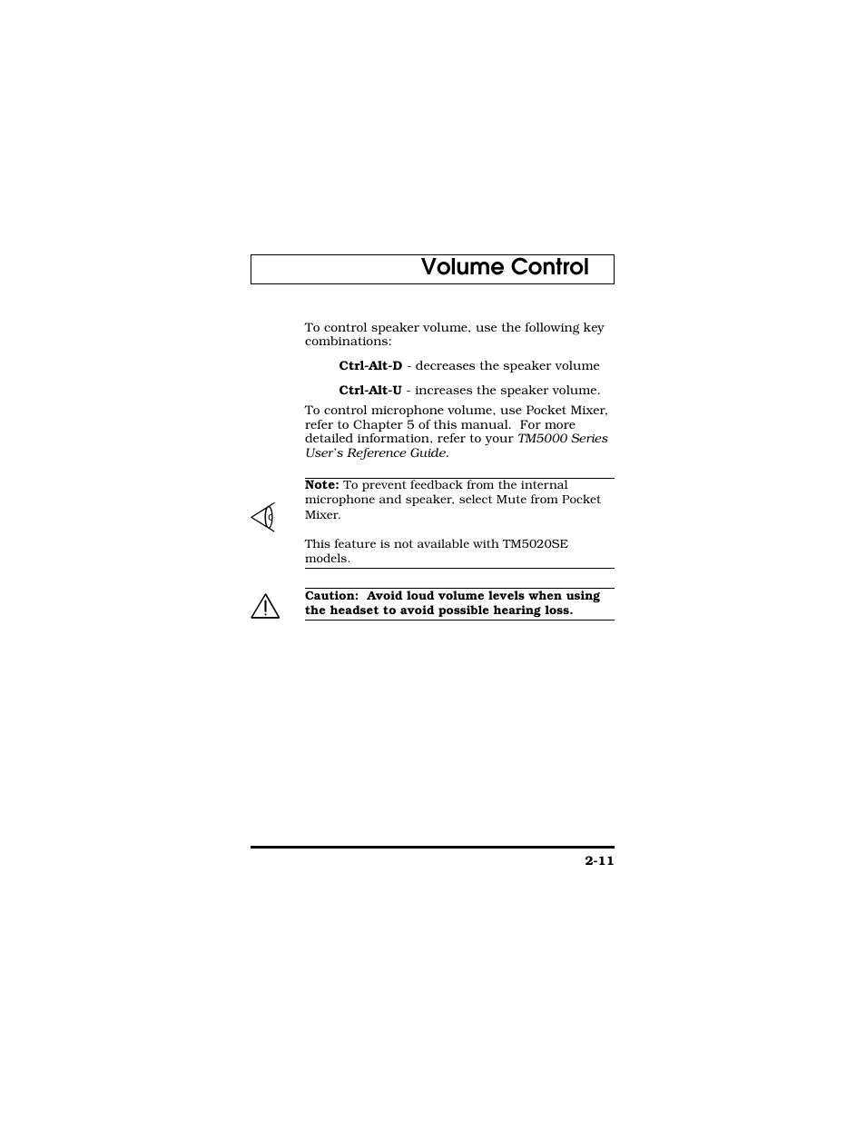 Volume control | Texas Instruments TM5000 Series User Manual | Page 35 / 117