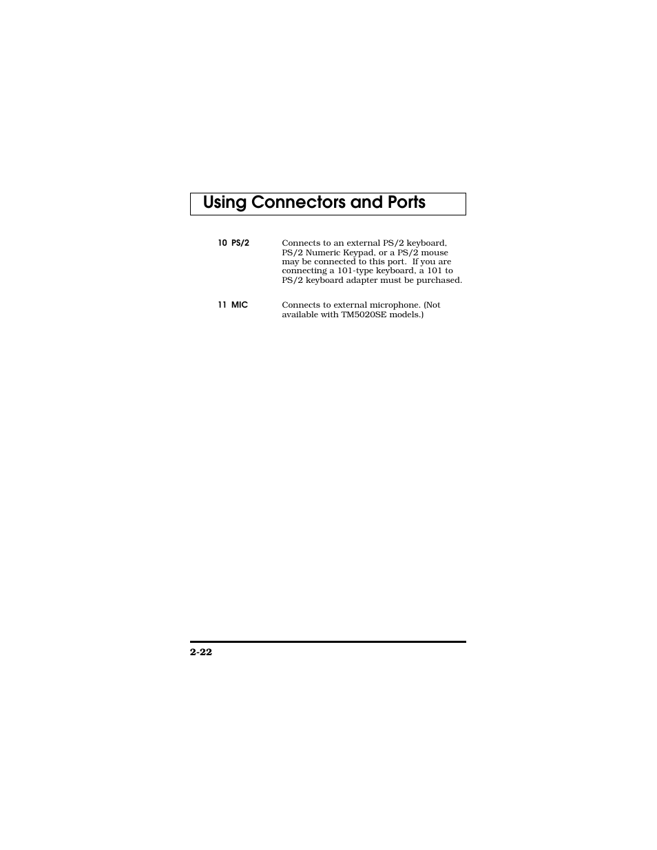 Using connectors and ports | Texas Instruments TM5000 Series User Manual | Page 46 / 117