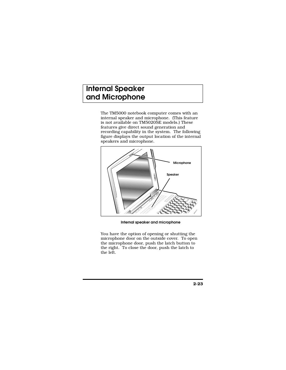 Internal speaker and microphone | Texas Instruments TM5000 Series User Manual | Page 47 / 117