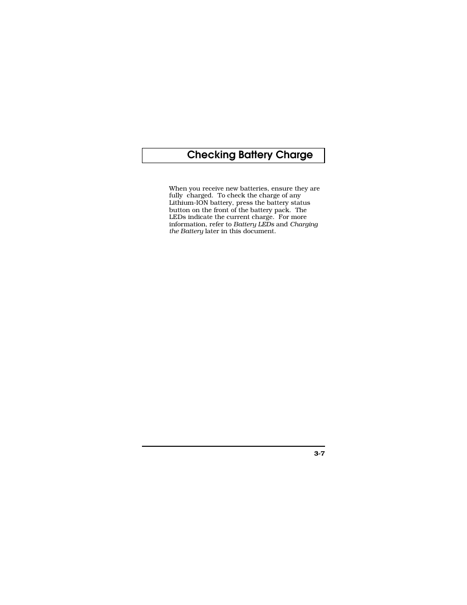 Checking battery charge, Checking the battery charge | Texas Instruments TM5000 Series User Manual | Page 55 / 117