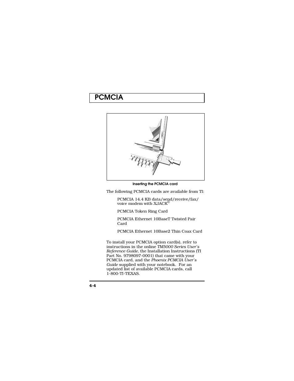 Pcmcia | Texas Instruments TM5000 Series User Manual | Page 68 / 117