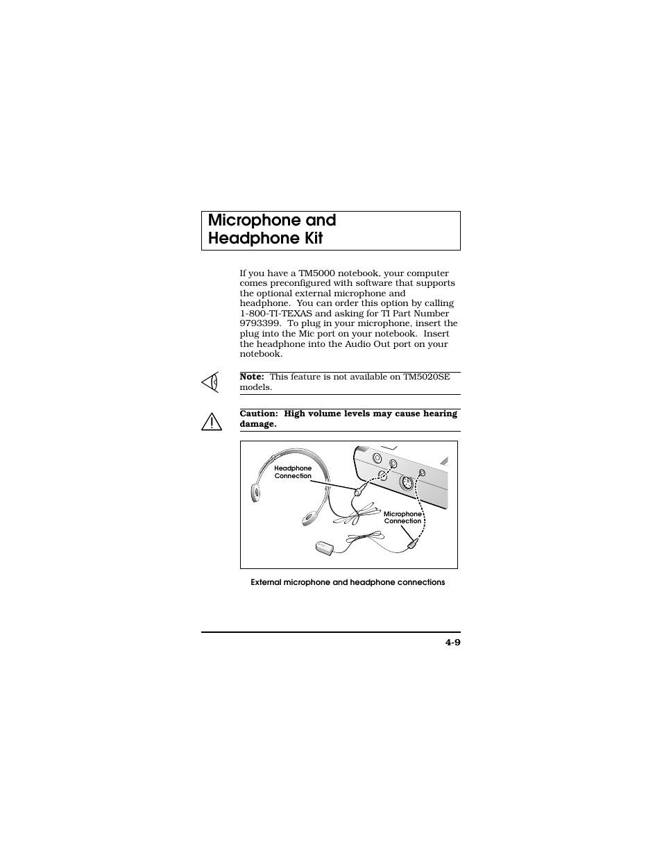 Microphone and headphone kit | Texas Instruments TM5000 Series User Manual | Page 73 / 117