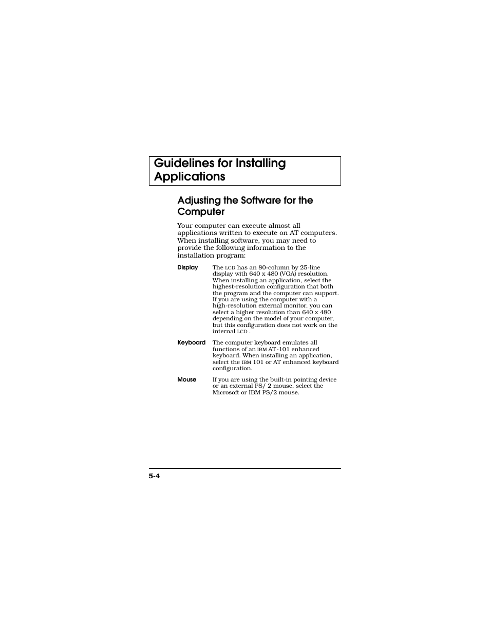 Guidelines for installing applications, Adjusting the software for the computer | Texas Instruments TM5000 Series User Manual | Page 81 / 117