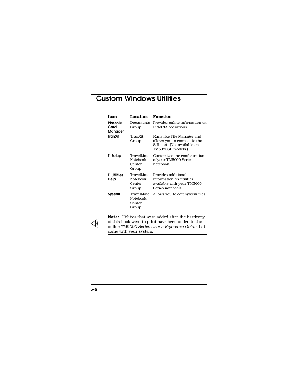 Custom windows utilities | Texas Instruments TM5000 Series User Manual | Page 85 / 117