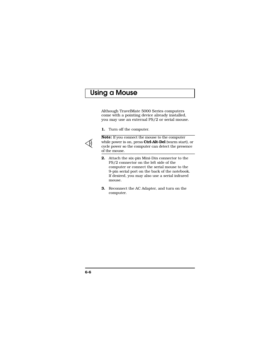 Using a mouse | Texas Instruments TM5000 Series User Manual | Page 98 / 117