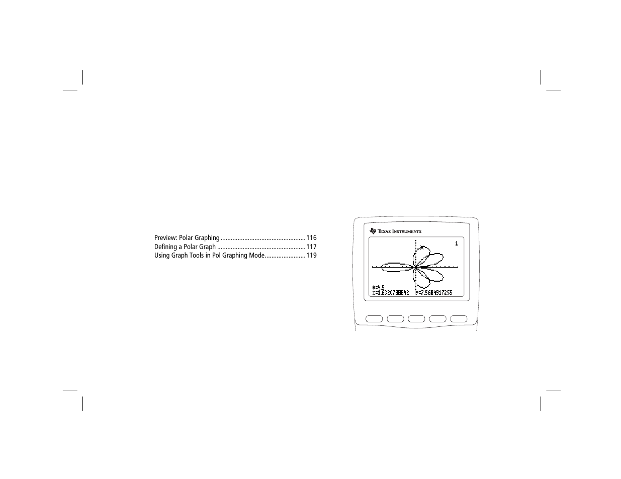 Chapter 8: polar graphing, Polar graphing | Texas Instruments TI-86 User Manual | Page 127 / 431