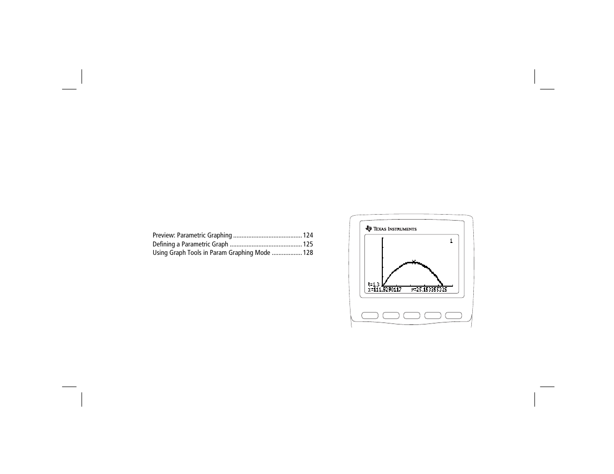 Chapter 9: parametric graphing, Parametric graphing | Texas Instruments TI-86 User Manual | Page 135 / 431