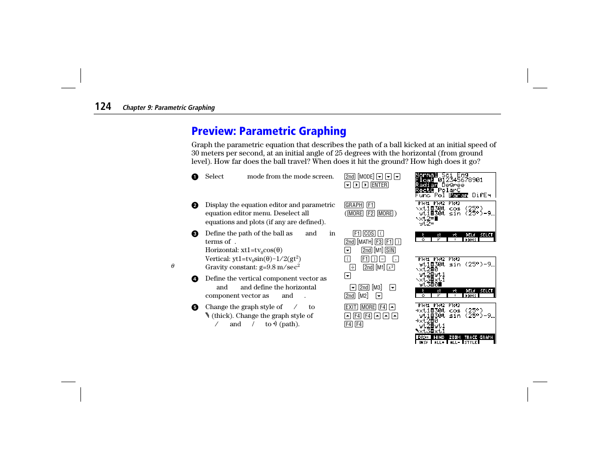 Preview: parametric graphing | Texas Instruments TI-86 User Manual | Page 136 / 431