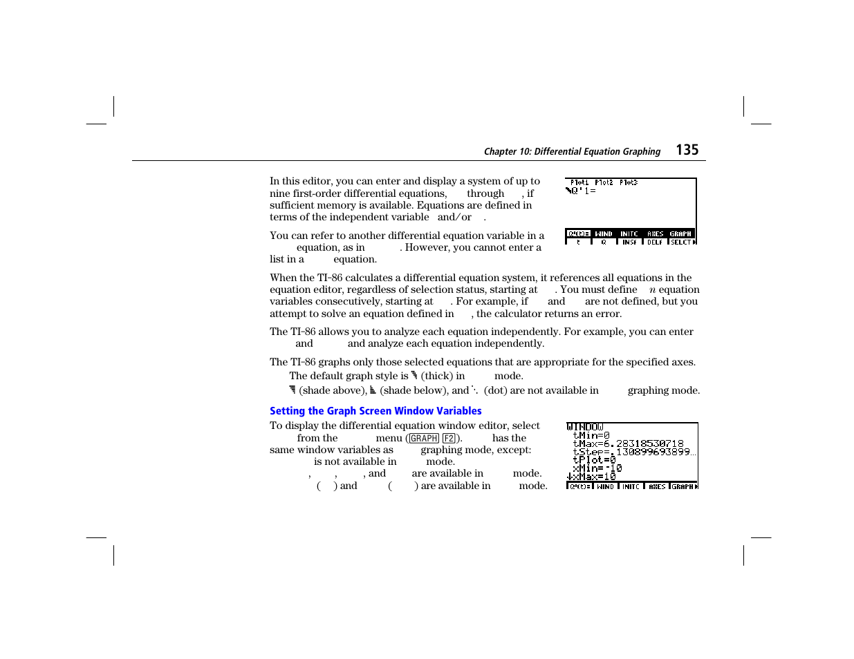 Setting the graph screen window variables | Texas Instruments TI-86 User Manual | Page 147 / 431