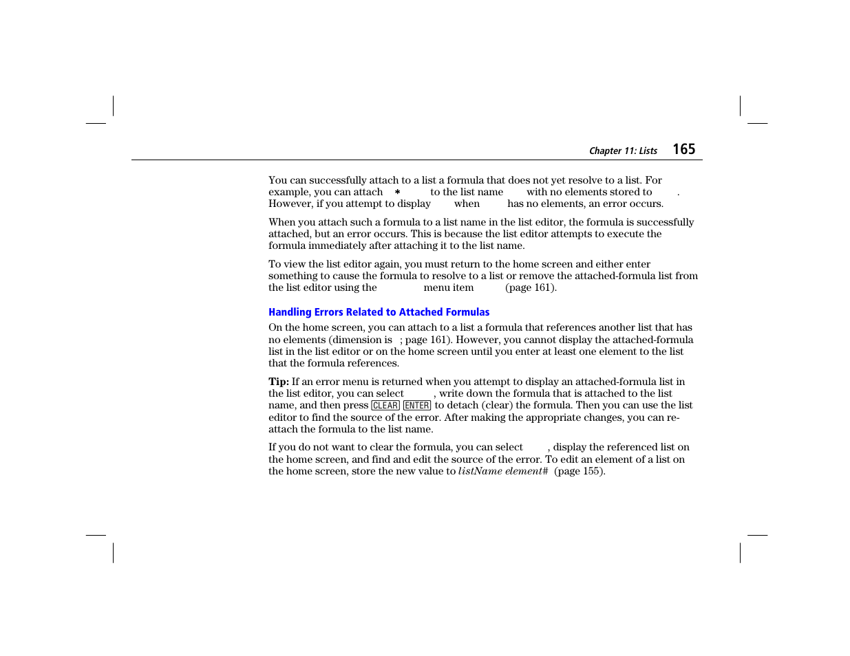 Handling errors related to attached formulas | Texas Instruments TI-86 User Manual | Page 177 / 431