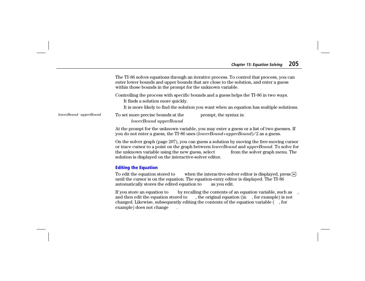 Editing the equation | Texas Instruments TI-86 User Manual | Page 217 / 431