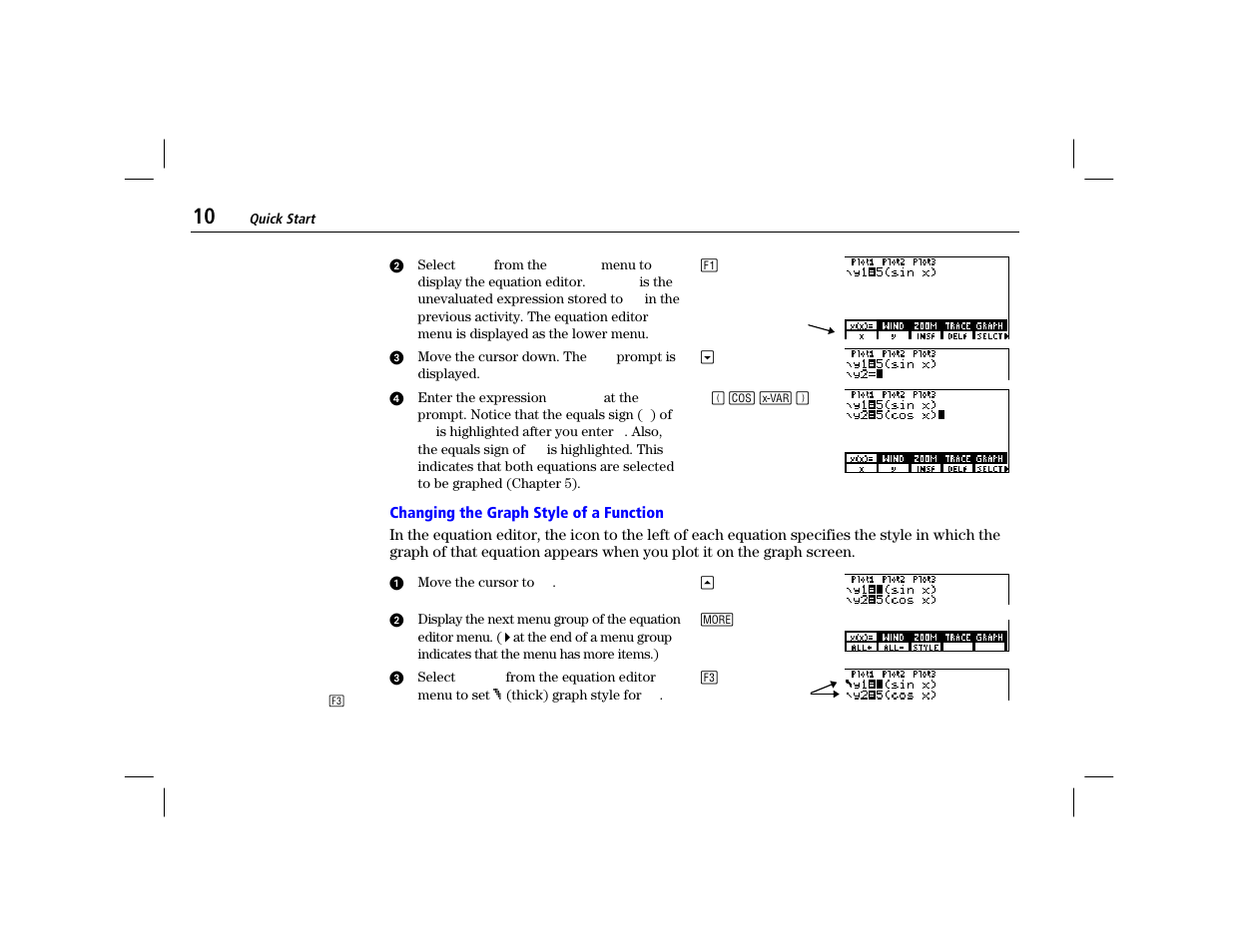 Changing the graph style of a function | Texas Instruments TI-86 User Manual | Page 22 / 431