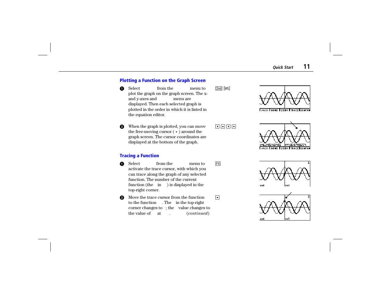 Plotting a function on the graph screen, Tracing a function | Texas Instruments TI-86 User Manual | Page 23 / 431