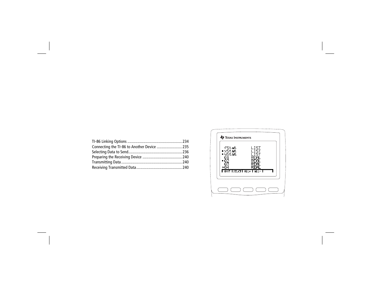 Chapter 18: the ti-86 communication link, The ti-86 communication link | Texas Instruments TI-86 User Manual | Page 245 / 431