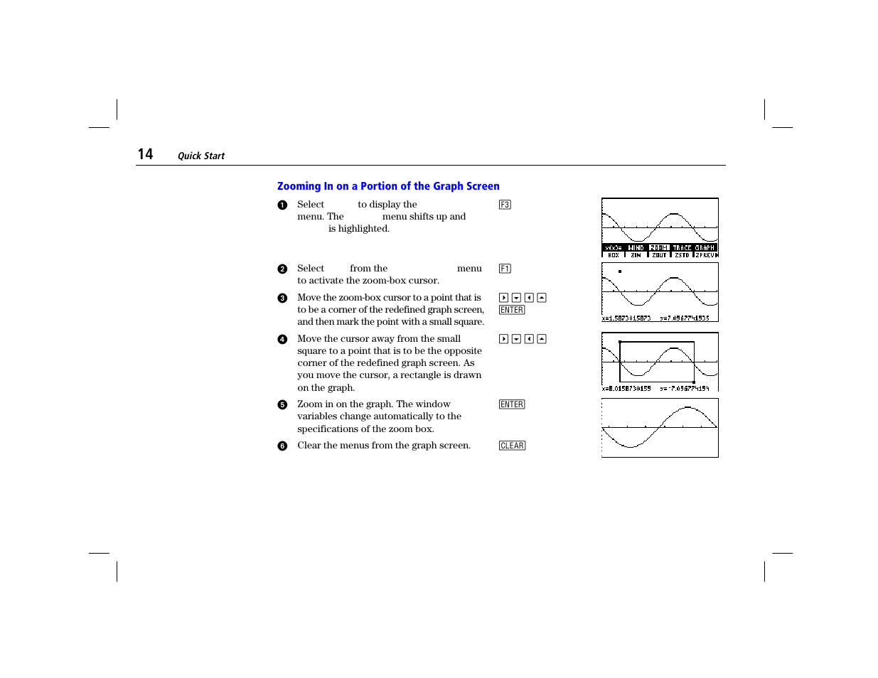 Zooming in on a portion of the graph screen | Texas Instruments TI-86 User Manual | Page 26 / 431