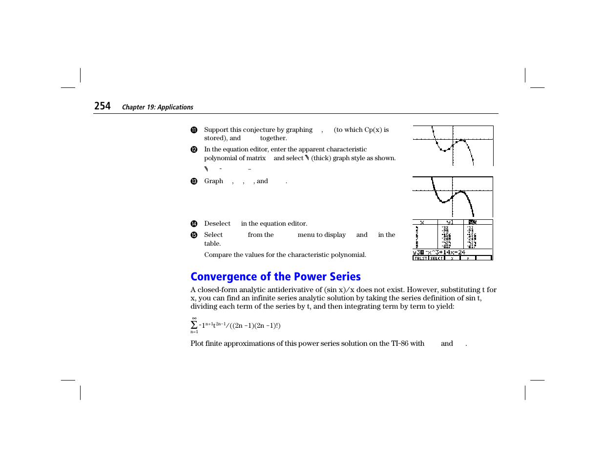 Convergence of the power series | Texas Instruments TI-86 User Manual | Page 266 / 431