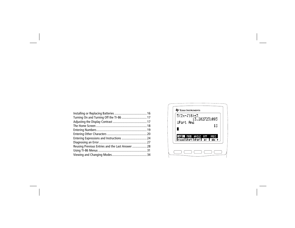 Chapter 1: operating the ti- 86, Operating the ti-86 | Texas Instruments TI-86 User Manual | Page 27 / 431