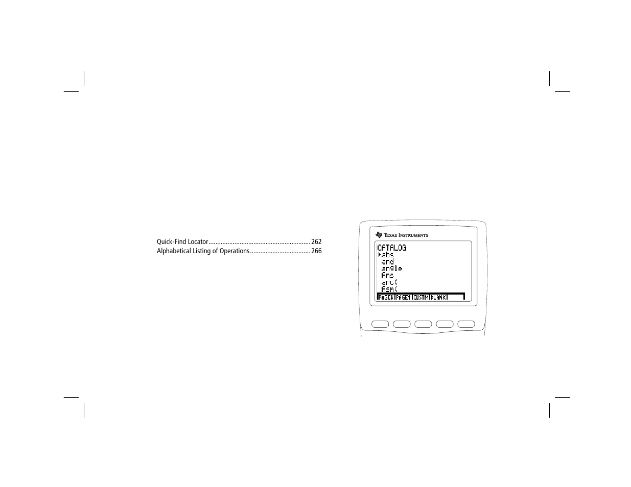 A to z function and instruction reference | Texas Instruments TI-86 User Manual | Page 273 / 431