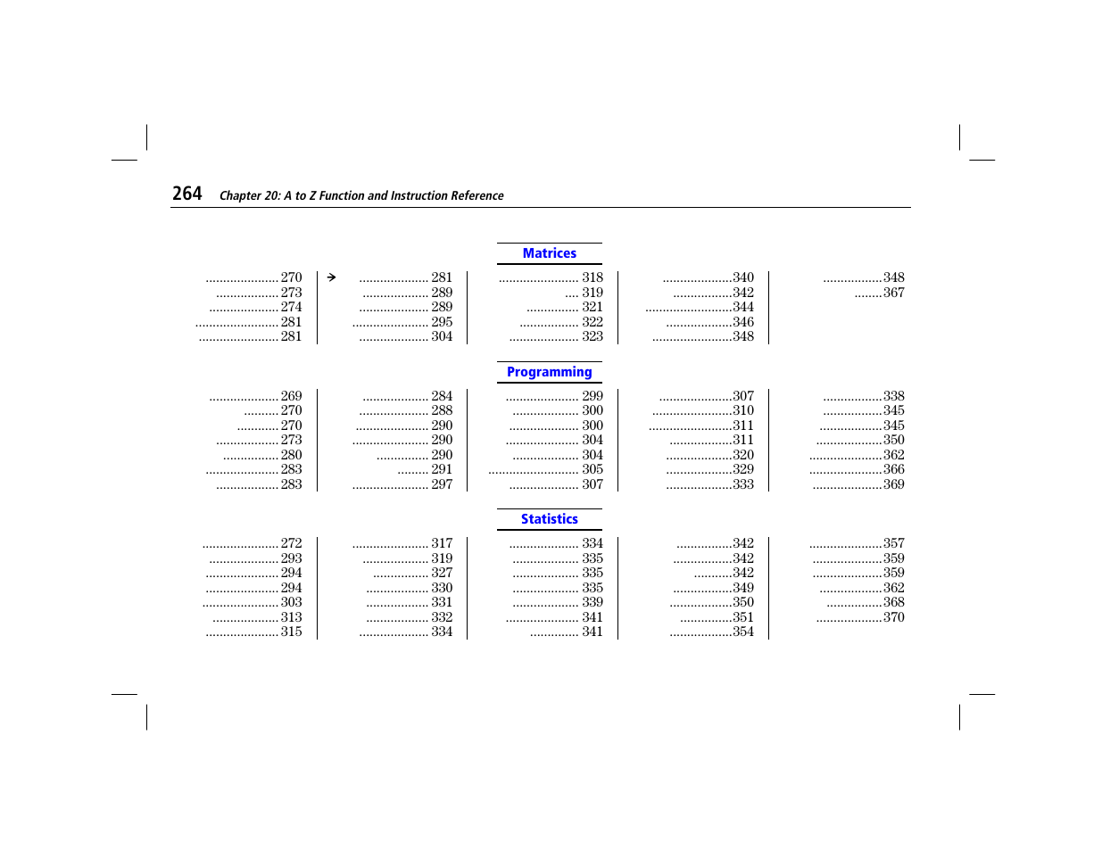 Matrices, Programming, Statistics | Texas Instruments TI-86 User Manual | Page 276 / 431