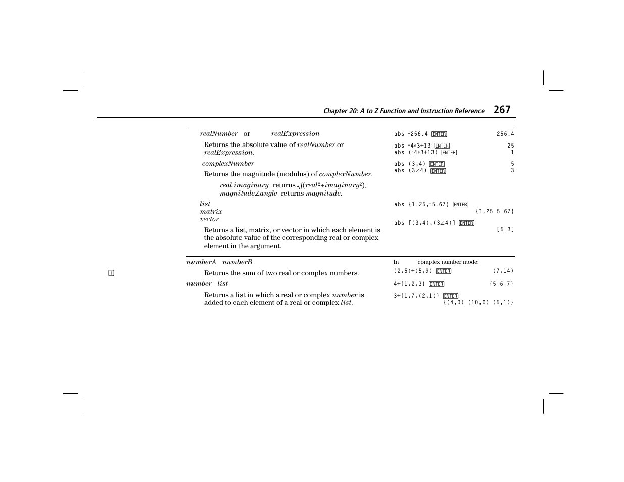 Addition | Texas Instruments TI-86 User Manual | Page 279 / 431