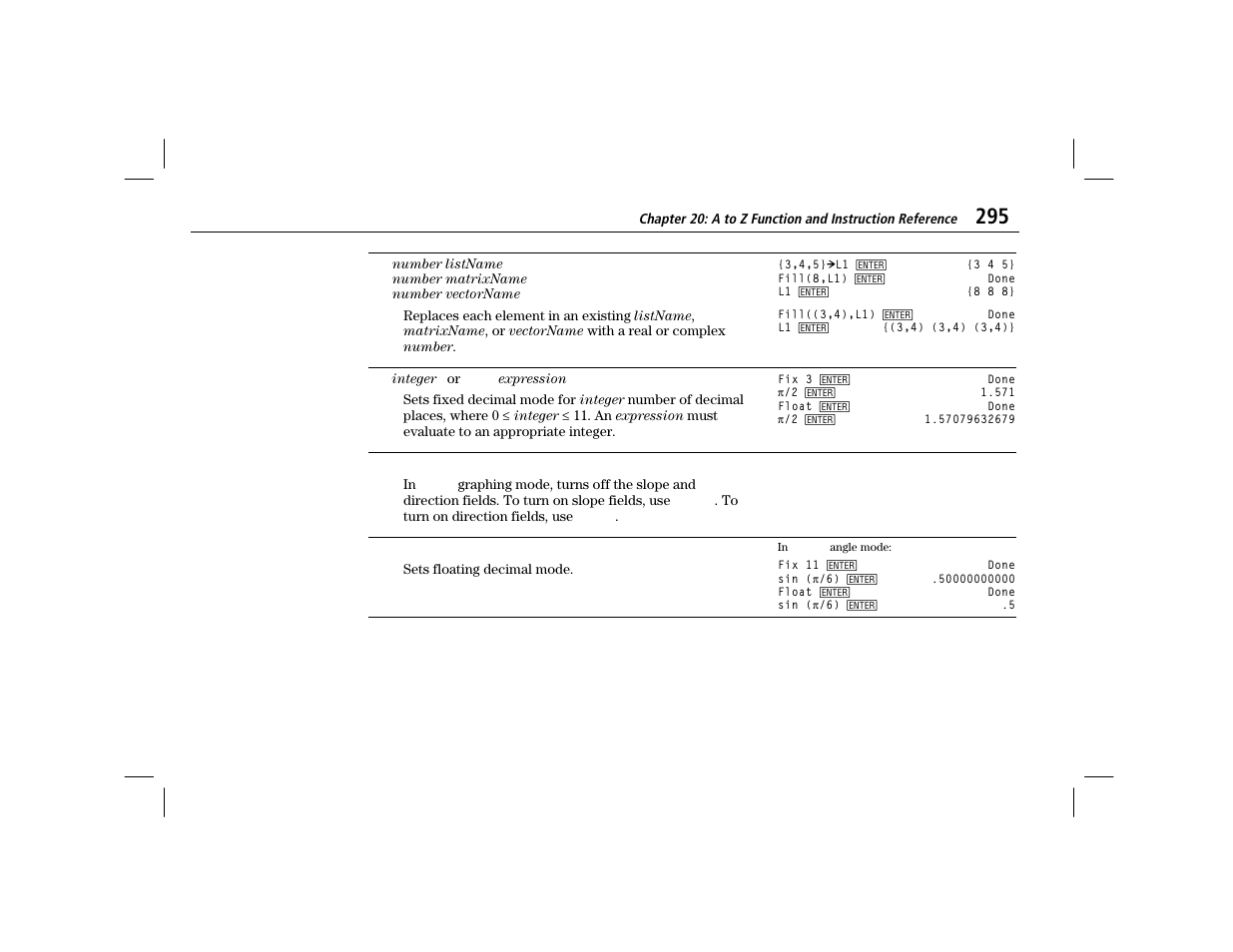 Fill, Fldoff, Float | Texas Instruments TI-86 User Manual | Page 307 / 431