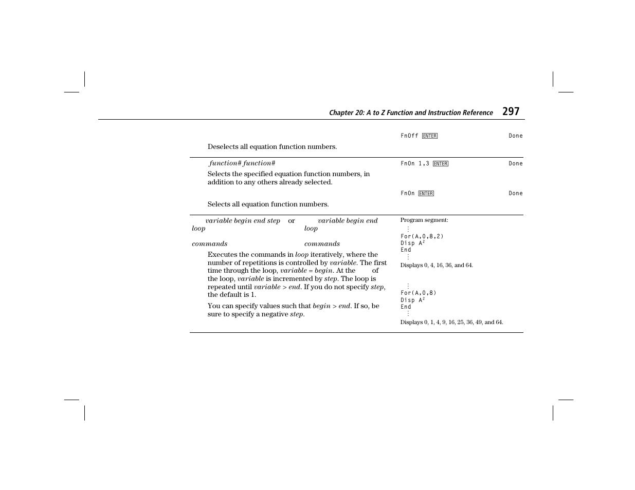 Fnon | Texas Instruments TI-86 User Manual | Page 309 / 431