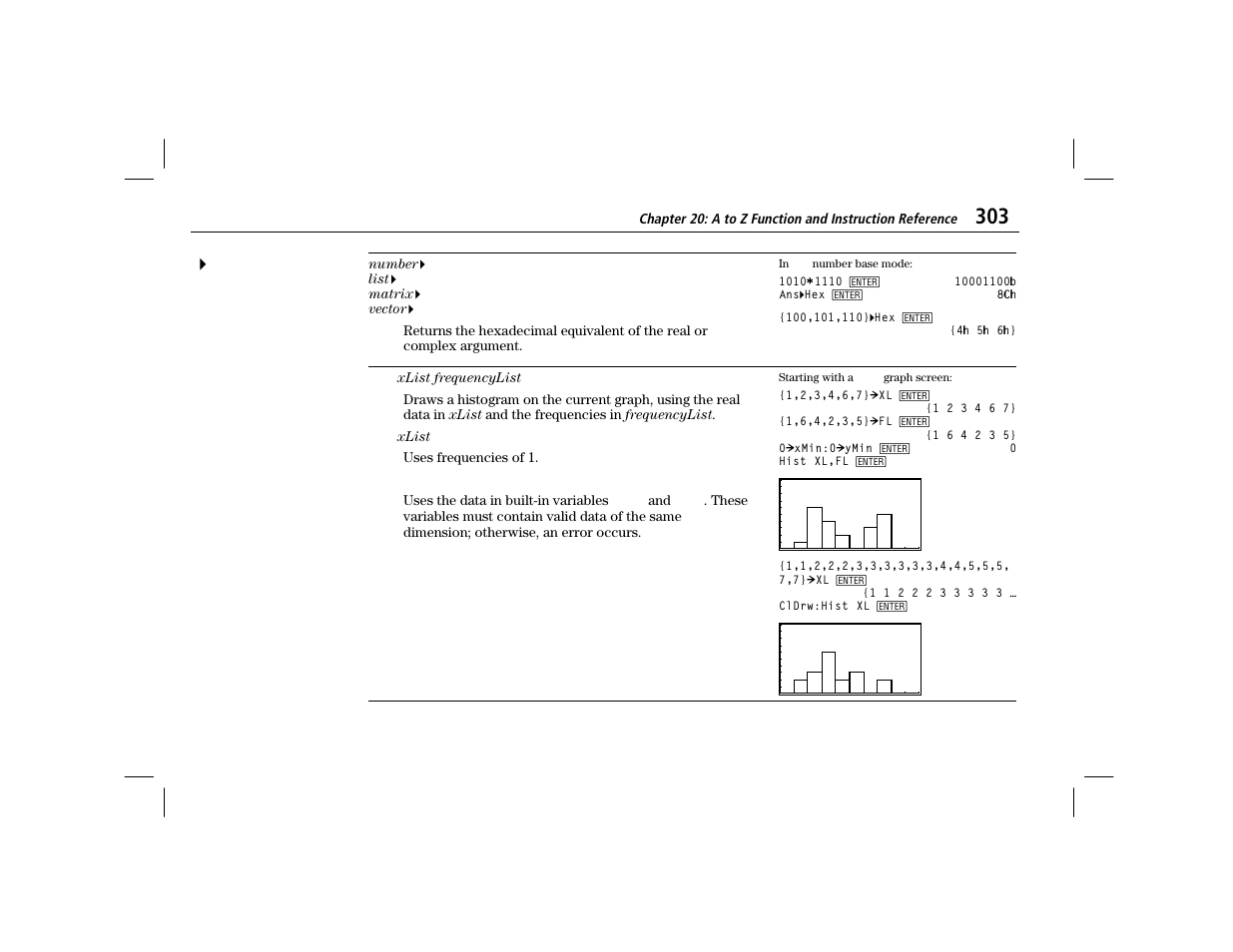Hist, 4hex | Texas Instruments TI-86 User Manual | Page 315 / 431