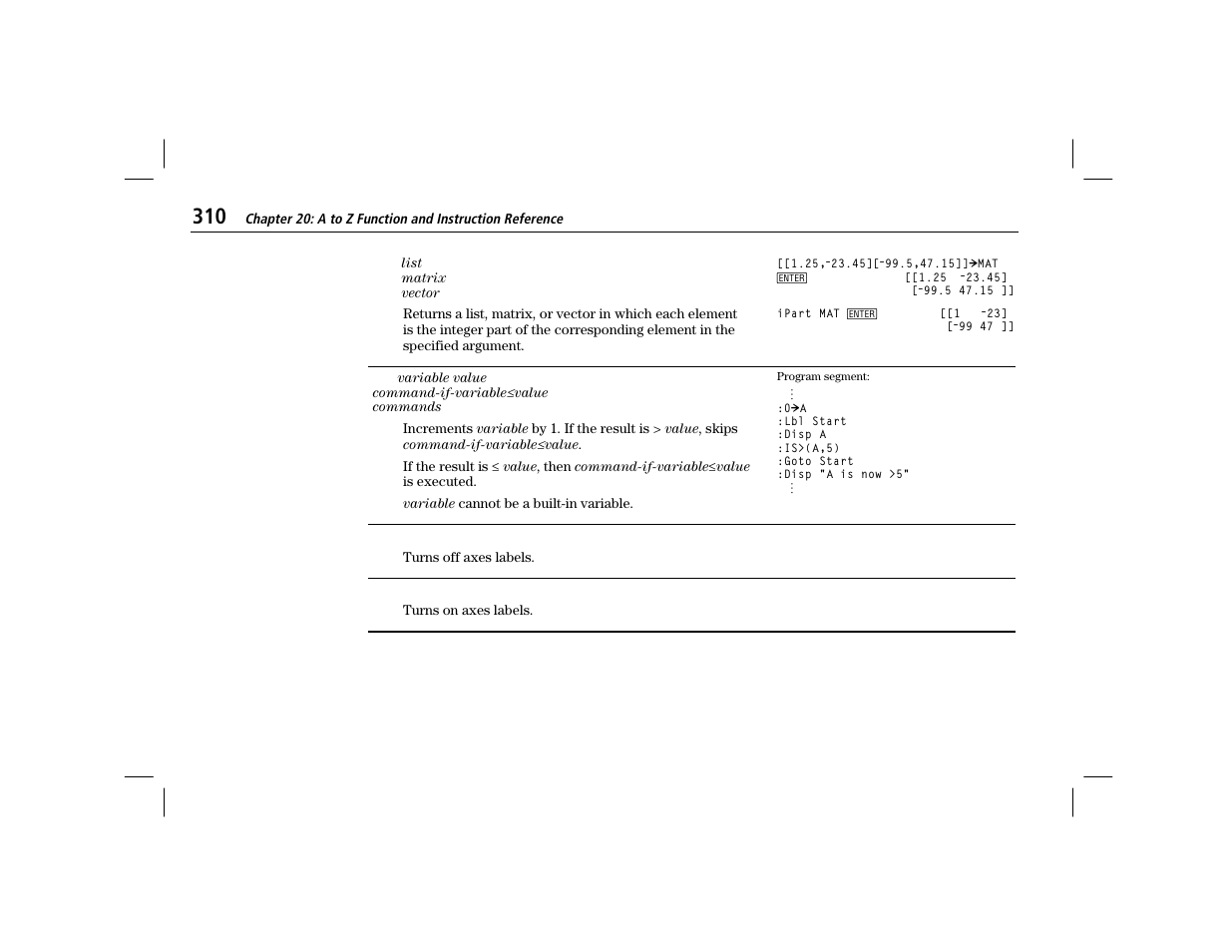 Labeloff, Labelon | Texas Instruments TI-86 User Manual | Page 322 / 431