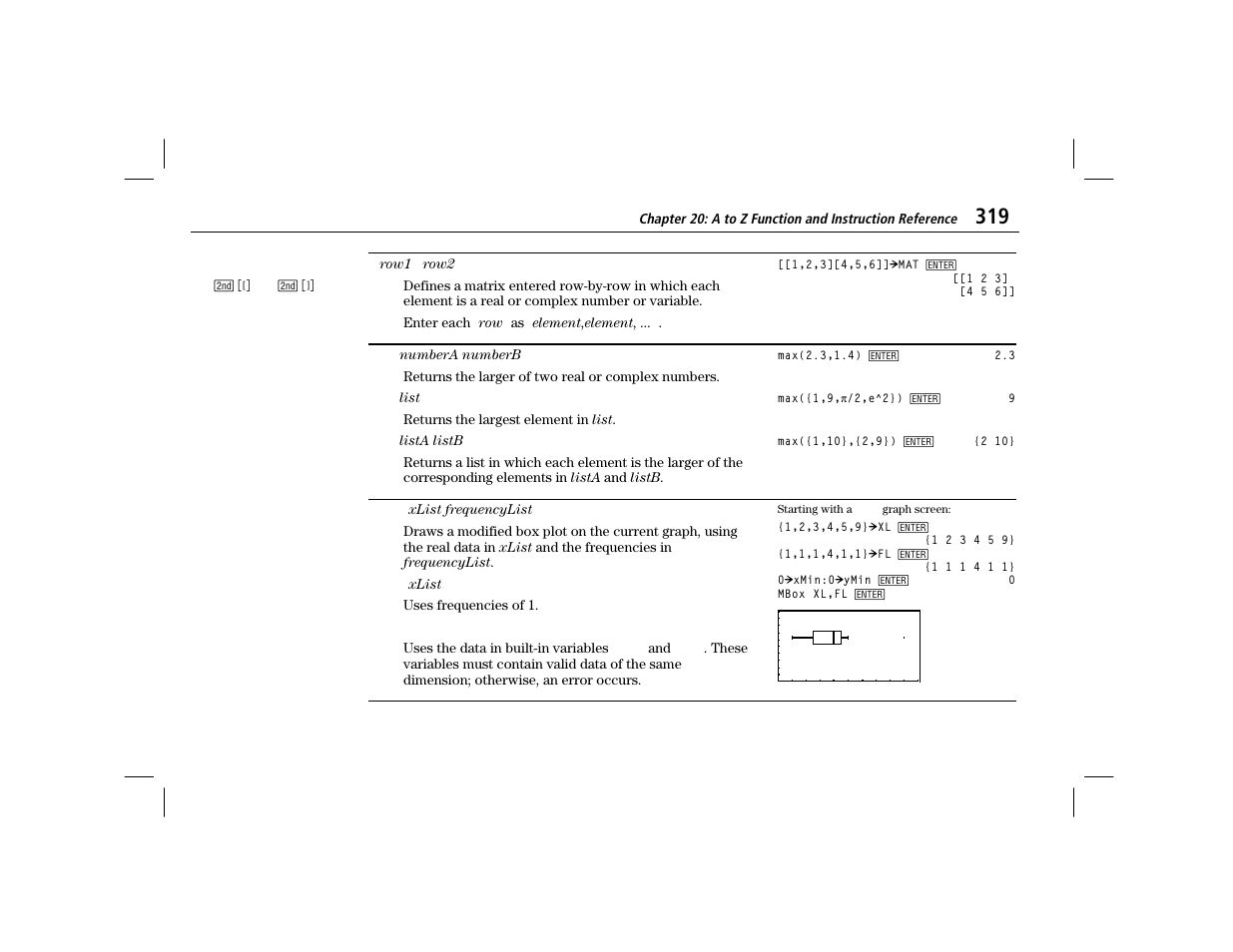 Matrix entry, Mbox | Texas Instruments TI-86 User Manual | Page 331 / 431