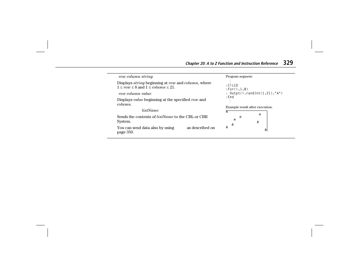 Outpt | Texas Instruments TI-86 User Manual | Page 341 / 431