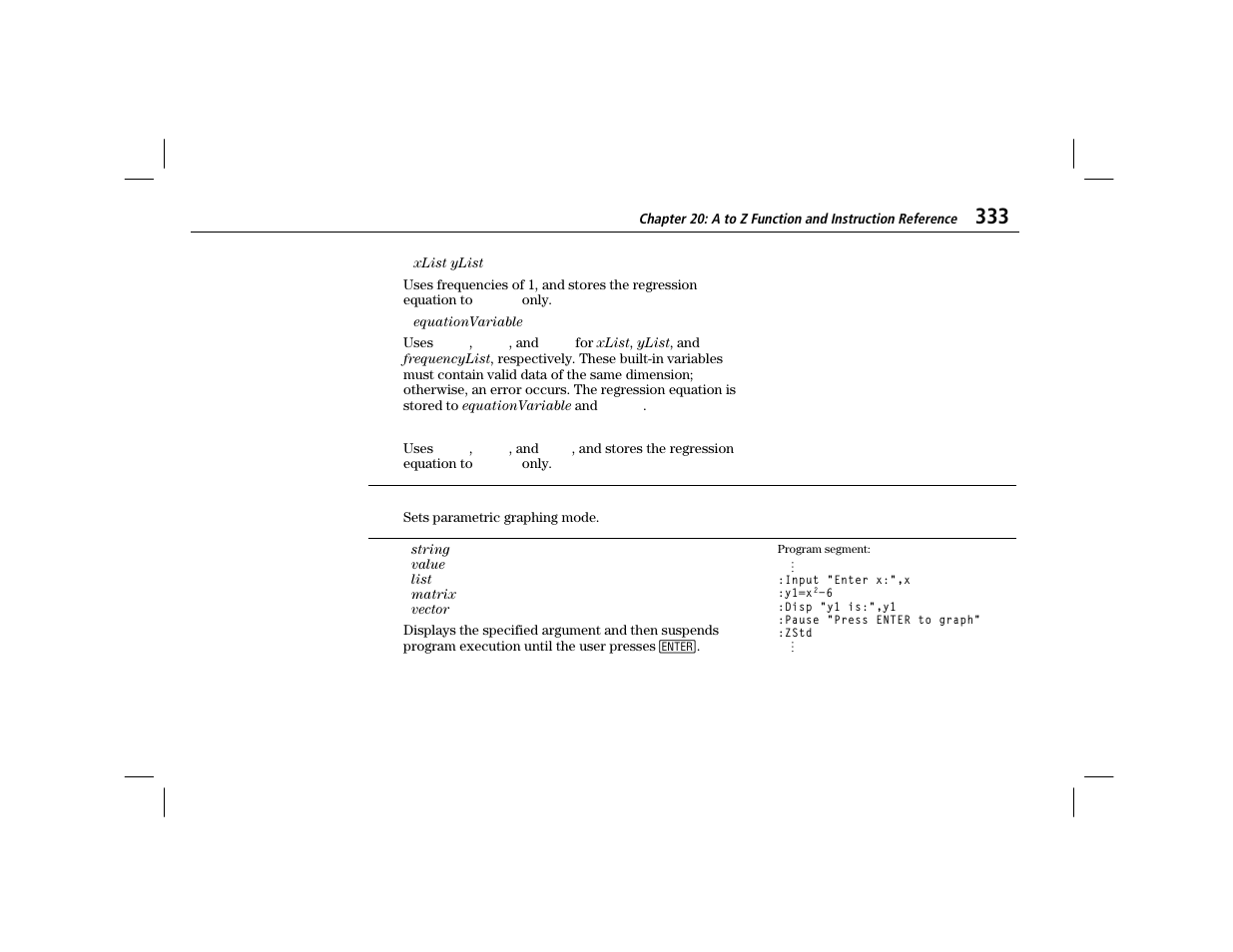 Param, Pause | Texas Instruments TI-86 User Manual | Page 345 / 431